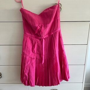 Marc by Marc Jacobs silk PINK pleated strapless dress SIZE 6